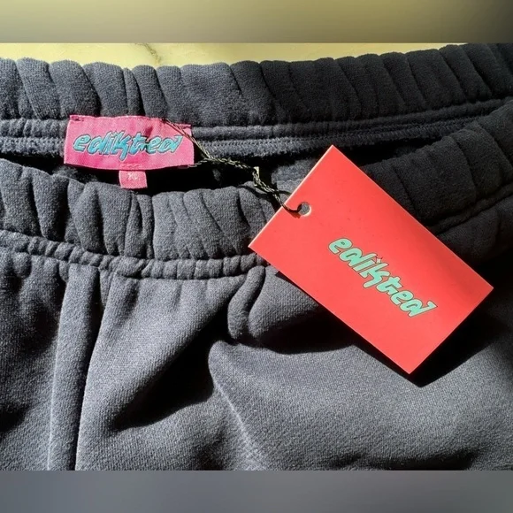 NWT Edikted Autumn Cotton Blend Sweat Pants Navy w White Side Stripe Womens XL - Picture 8 of 8